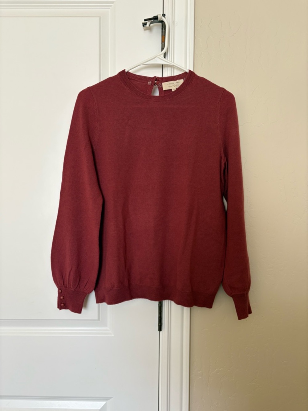 Sezane Burgundy Long-Sleeve Knit Sweater